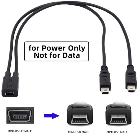 Y-Splitter Kabel Mini USB 2.0 Vrouwelijk naar Dubbele Mini USB 5-Pin ...