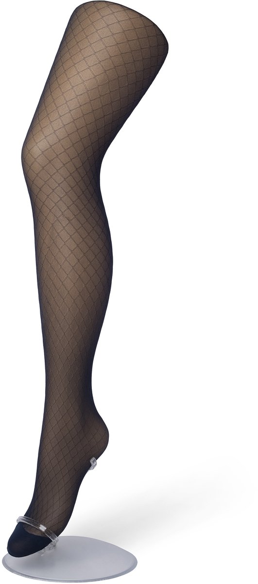 Bonnie Doon Curvy Line Dames Panty met Ruiten Print 40 Denier maat 44/46 XXL Zwart - Plus Size - Lycra Xceptionelle - Maatje meer Panty - Ruitjes - Visnet - Zeer Chique en Comfortabel - Zeer Rekbaar - Grote maten - Extra Comfort - Black - BP051984