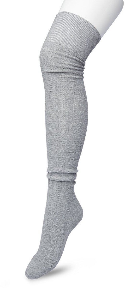 Bonnie Doon Bio Kabel Overknee kousen Dames Grijs - Klassiek Kabel patroon - Biologisch Katoen - Comfort - Classic Cable Overknee sokken - OEKO-TEX - Gladde Naden - Kniekousen - Duurzaam Huidvriendelijk - Medium Grey Heather - P53498.112