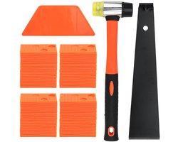 Laminaathouten Vloeren Set - Planken Leggen - Montagewiggen - Laminaat Leggen - Slagblok en Hamer - Laminaatvloerset met Vinyl Planken - Geschikt voor Elk Huishouden - Houtkleurig en Stijlvol Model