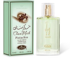 Choco Musk Pistache Eau de Parfum 50ml – Zoet Oosters Parfum met Pistache, Cacao, Vanille & Amber – Unisex, Langdurig – Perfect als Cadeau met Kajal Sticker