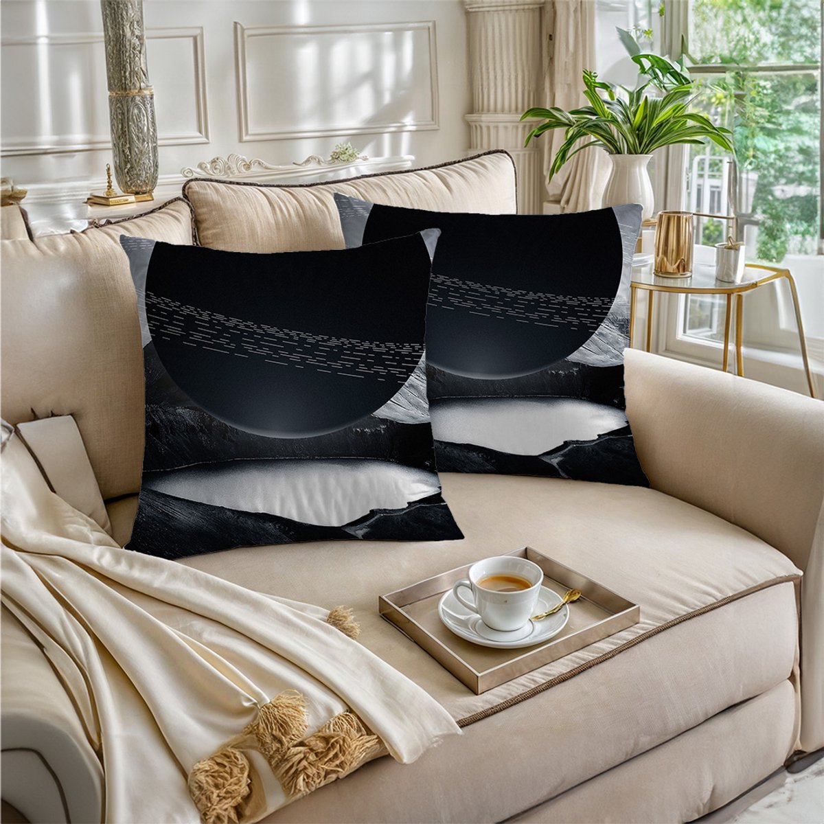 Boraboi® Luxe Decoratieve Kussenhoezen set van 2 , Zachte Suède Touch- 40x40cm (Zwart,Grijs)
