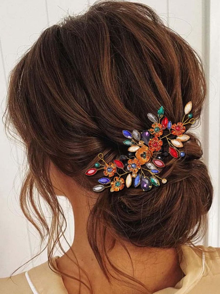 Bruidshaaraccessoire Haarband Goud met Bloemen en Parels voor Bruiloft en Gala