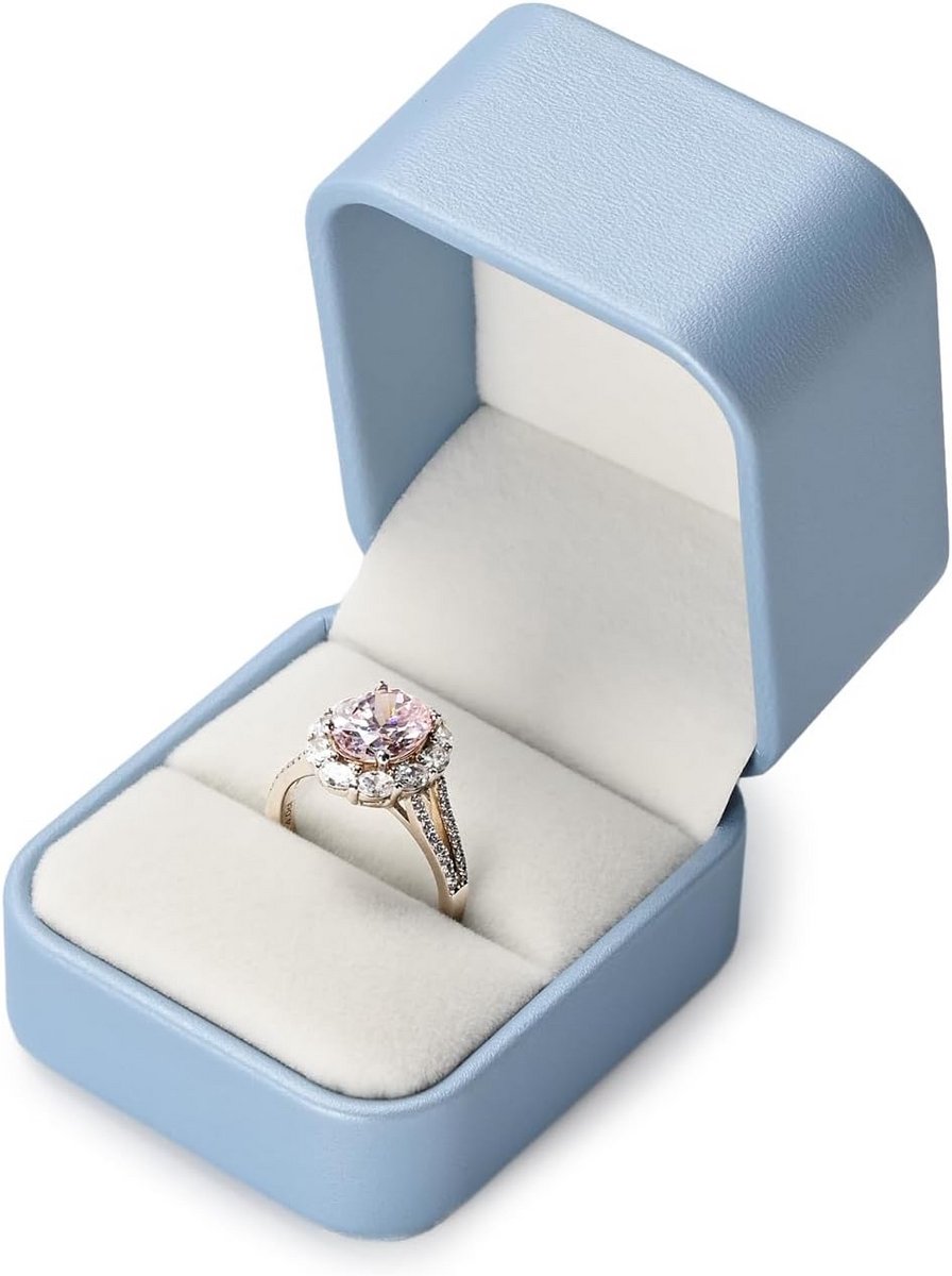Luxe Ringendoosje PU-leer Blauw voor Verloving en Bruiloft - Klassiek Cadeau