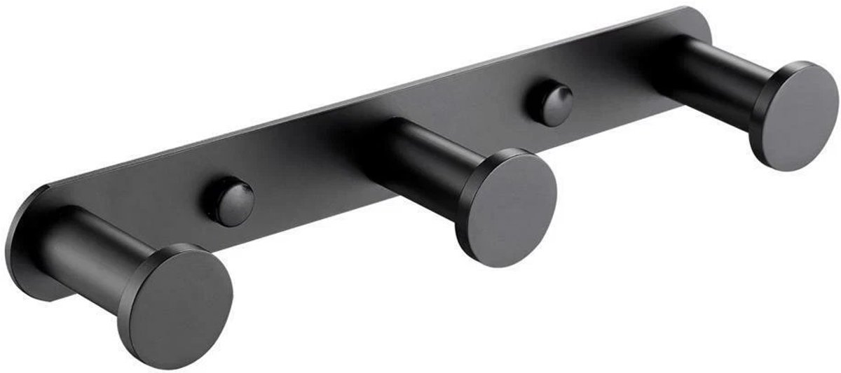 longziming -Wandhaakset voor Handdoeken – 3-delige Zwarte RVS Haakset voor Badkamer en Keuken – Mat Zwarte Afwerking – Sterk en Multifunctioneel – Voor Handdoeken, Badjassen en Keukendoeken