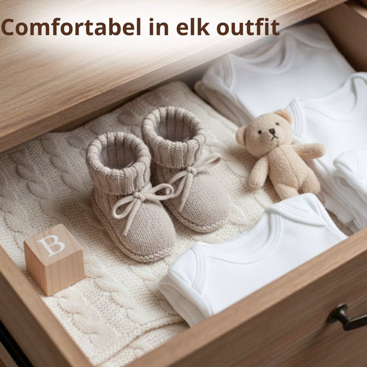 Babyslofjes – Handgemaakt – Beige – Zachte en warme babyslofjes