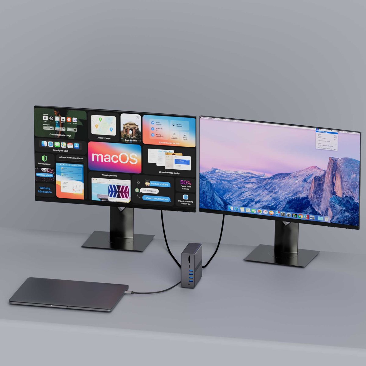 Rolio Pro USB C Laptop Docking Station - 18 in 1 - DisplayLink hub - Dual monitor Macbook thumbnail 3