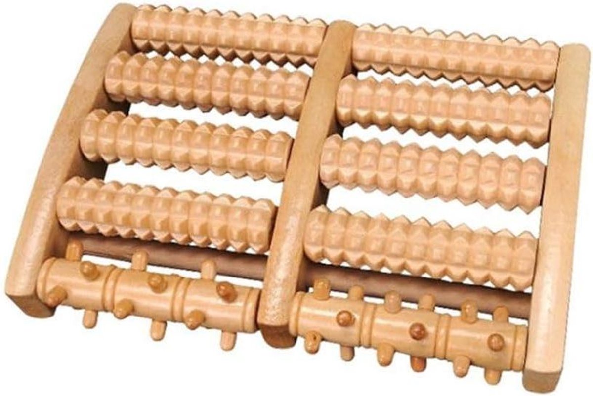Voetmassageapparaat - Voetmassagerol - Plantaire fasciitis - Hout - Voetreflexzone - Massage - Voetreflexzone - Fasciitis - Houtkleur - Voetreflexzonema's - Geschikt voor voetmassage - 27,5 x 19 x 5 cm