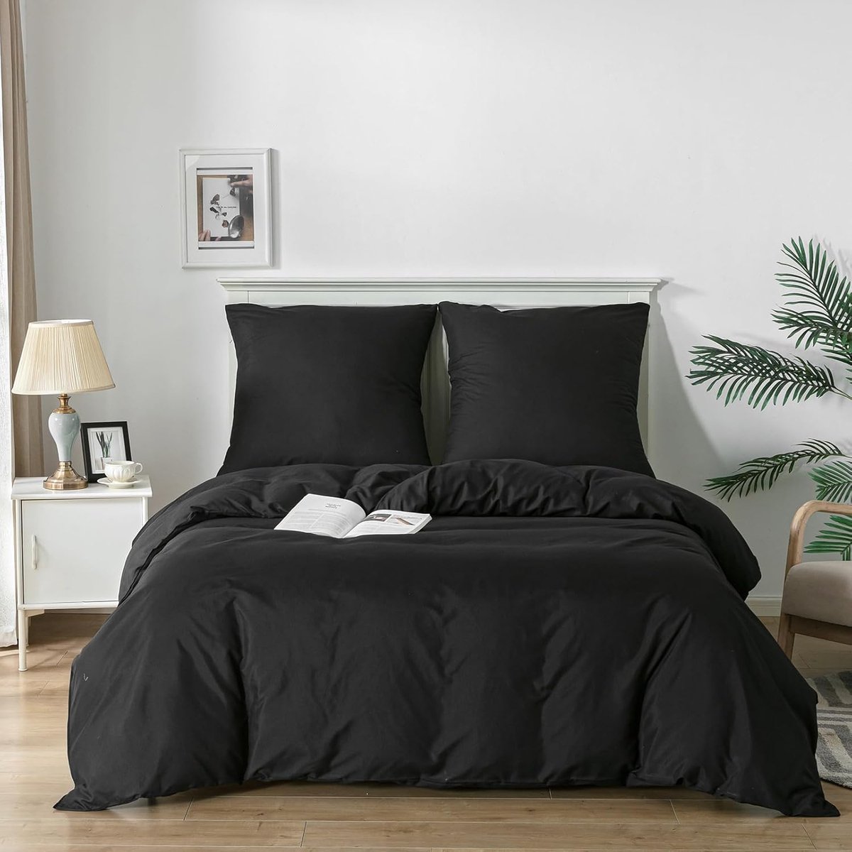 Famanu Dekbedovertrekset 135 x 200 cm microvezel zwart met ritssluiting
