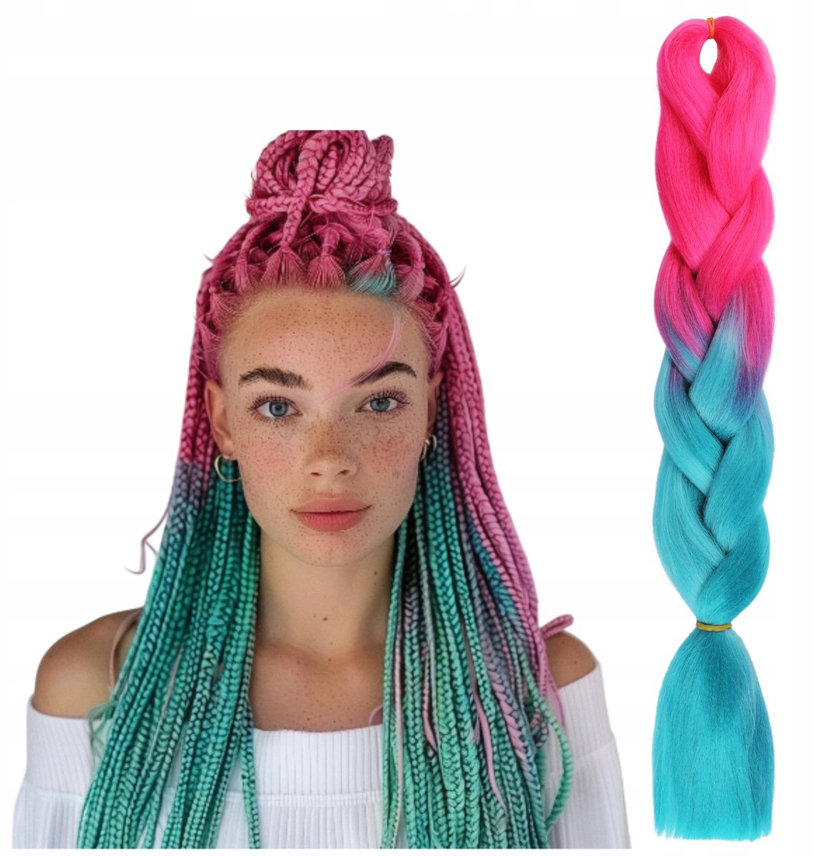 Poniks Wlas Synthetisch Voor Vlechten Ombre Kleurrijke Vlechten Strengen Regenboog - 100g - Ombre Kleuren