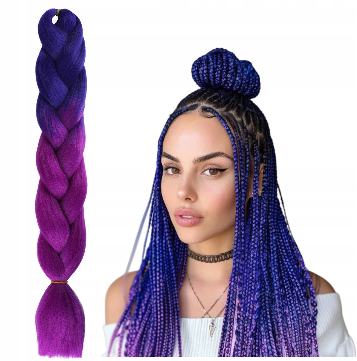 Poniks Kleurrijke Synthetische Haar Vlechten - Paars Ombre - 100 cm lang, 6 stuks