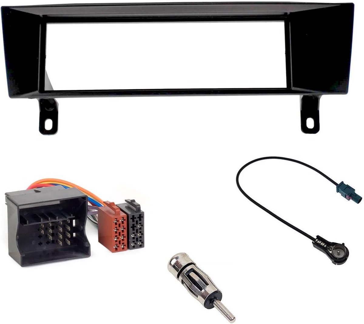 1-DIN Autoradio Inbouwset voor BMW 1-Serie X1 Z4 Radio Adapter Quadlock ISO Antennesplitter Zwart