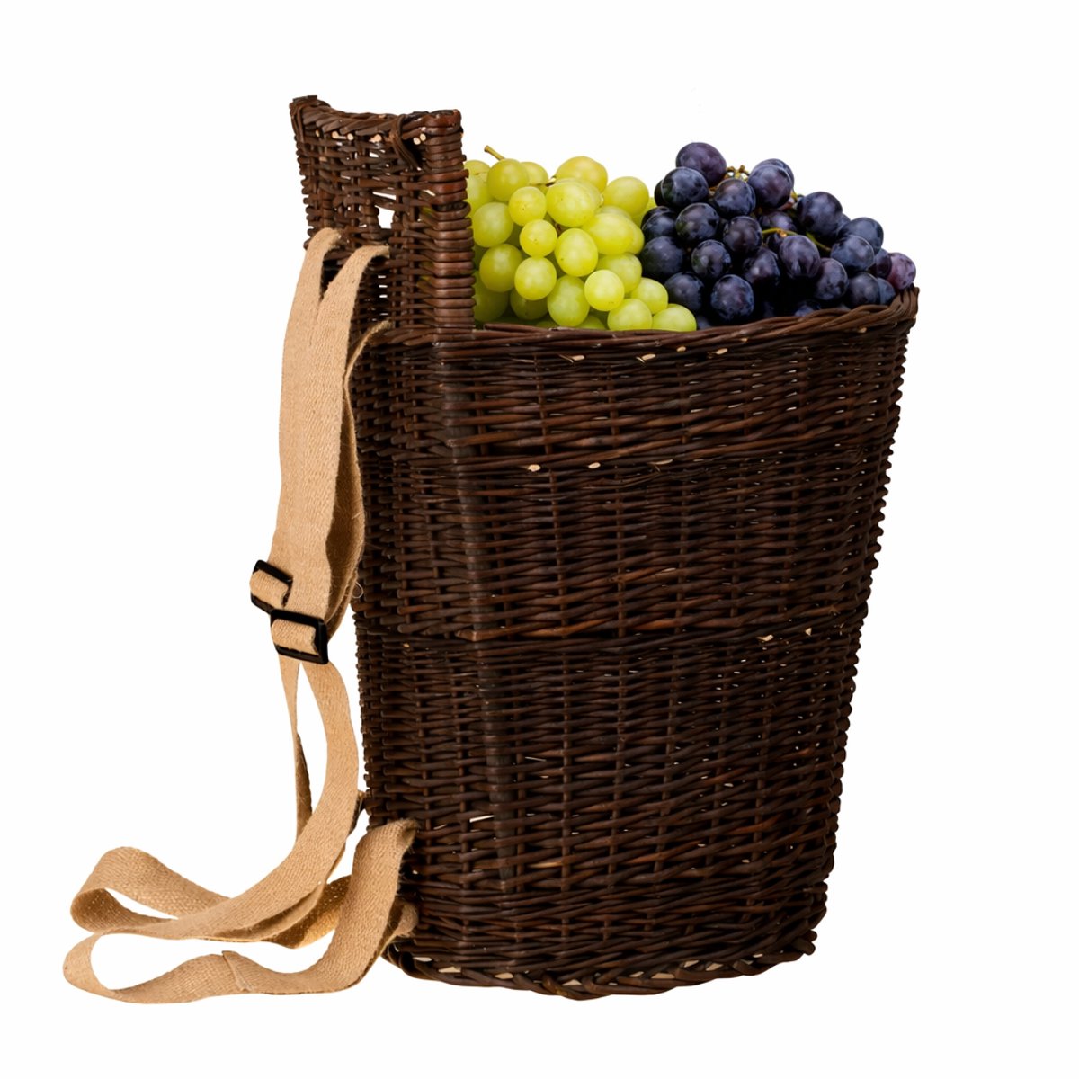The Wicker Stories – Donker rieten rugzak met banden – Handgemaakt in Europa – Voor oogst, picknick & boswandelingen.