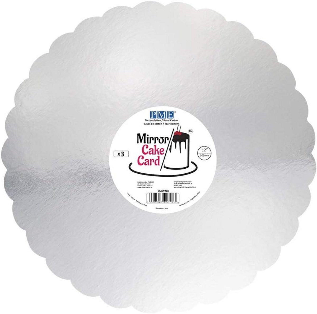 Set van 3 Spiegel Cake Boards Ronding (12 Inch) - Zilveren Taartdecoratie Basis