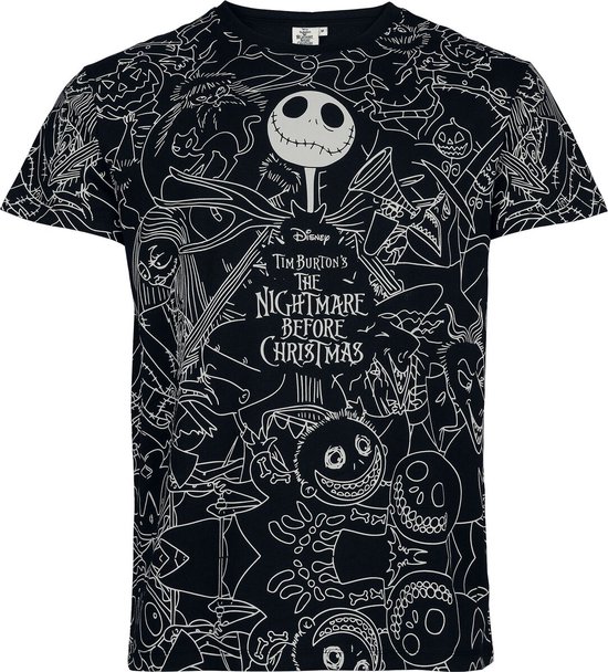 The Nightmare Before Christmas Characters Heren T-shirt - zwart - L