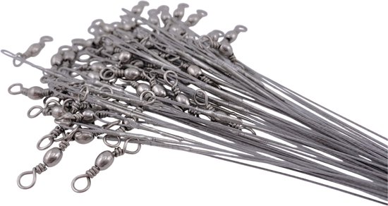 S&D - Stalen onderlijn vissen - 50 stuks - Zilver - 14kg 25cm - Hengelsport - Voor roofvissen met kunstaas van S&D — afbeelding 3