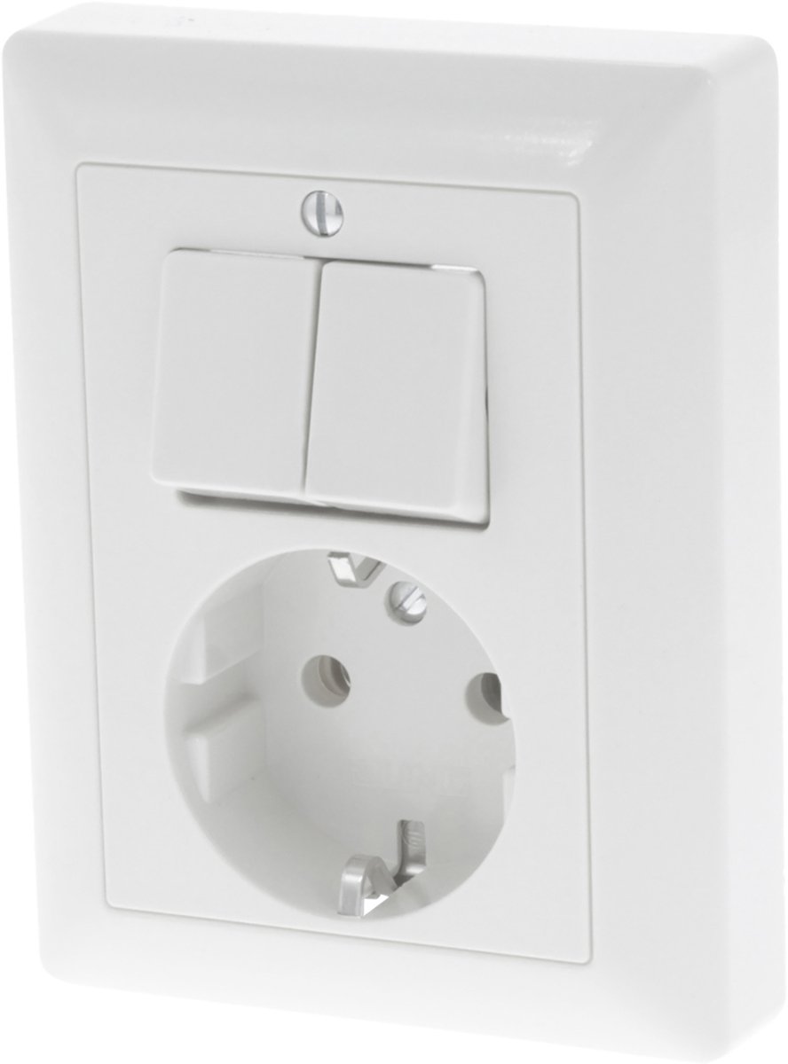 Jung AS500 combinatie - inbouw - serie - randaarde - polarwit