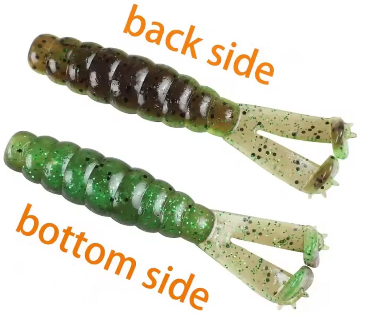 PikeAttack-SplitMotionCraw- Groen-NedRig-Creaturebait-Drijvend-7cm-SoftBait-