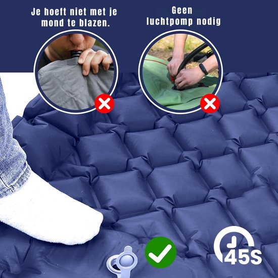 Quvo® Luchtbed met Ingebouwde Pomp - Luchtbed met Pomp - Luchtbed -Blauw - - 198cm x 68cm x 1 cm van Quvo® — afbeelding 5