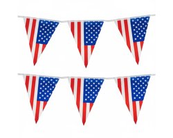 Vlaggenlijn USA/Amerika - 10 meter - plastic - United States - vlaggetjes - slinger - versiering