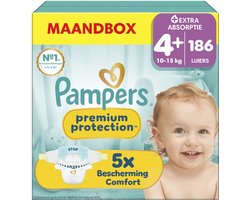 Pampers Premium Protection Maat 4+ - 186 Luiers - 10kg-15...