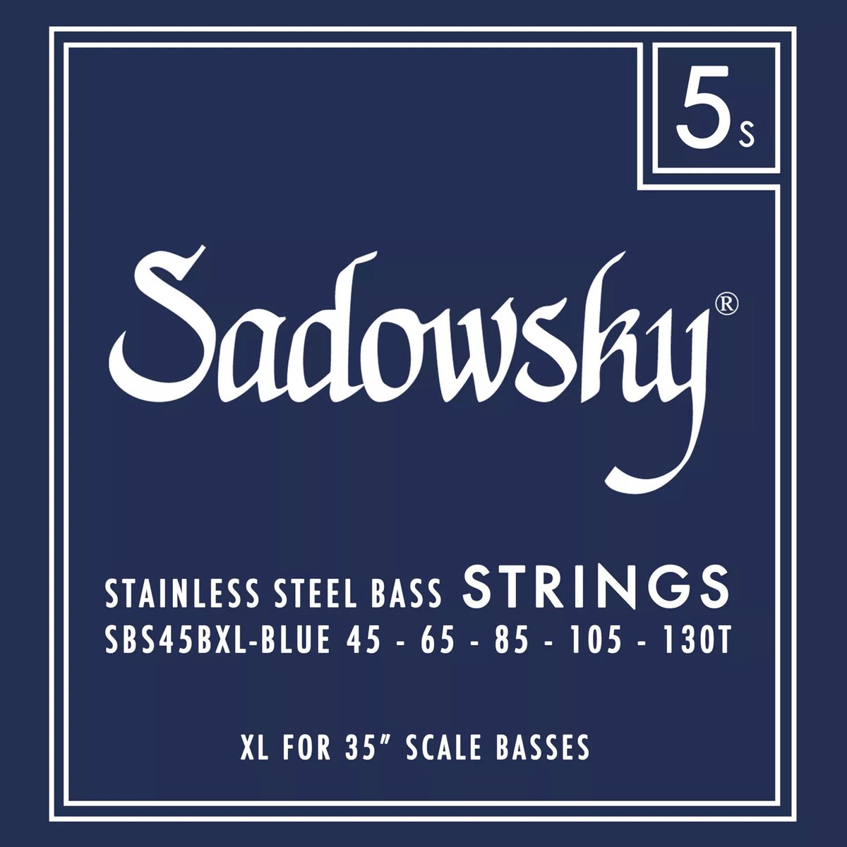 Sadowsky Blue Label SBS 45BXL St. Steel Taperwound XL 45-130 snarenset voor 5-snarige elektrische bas