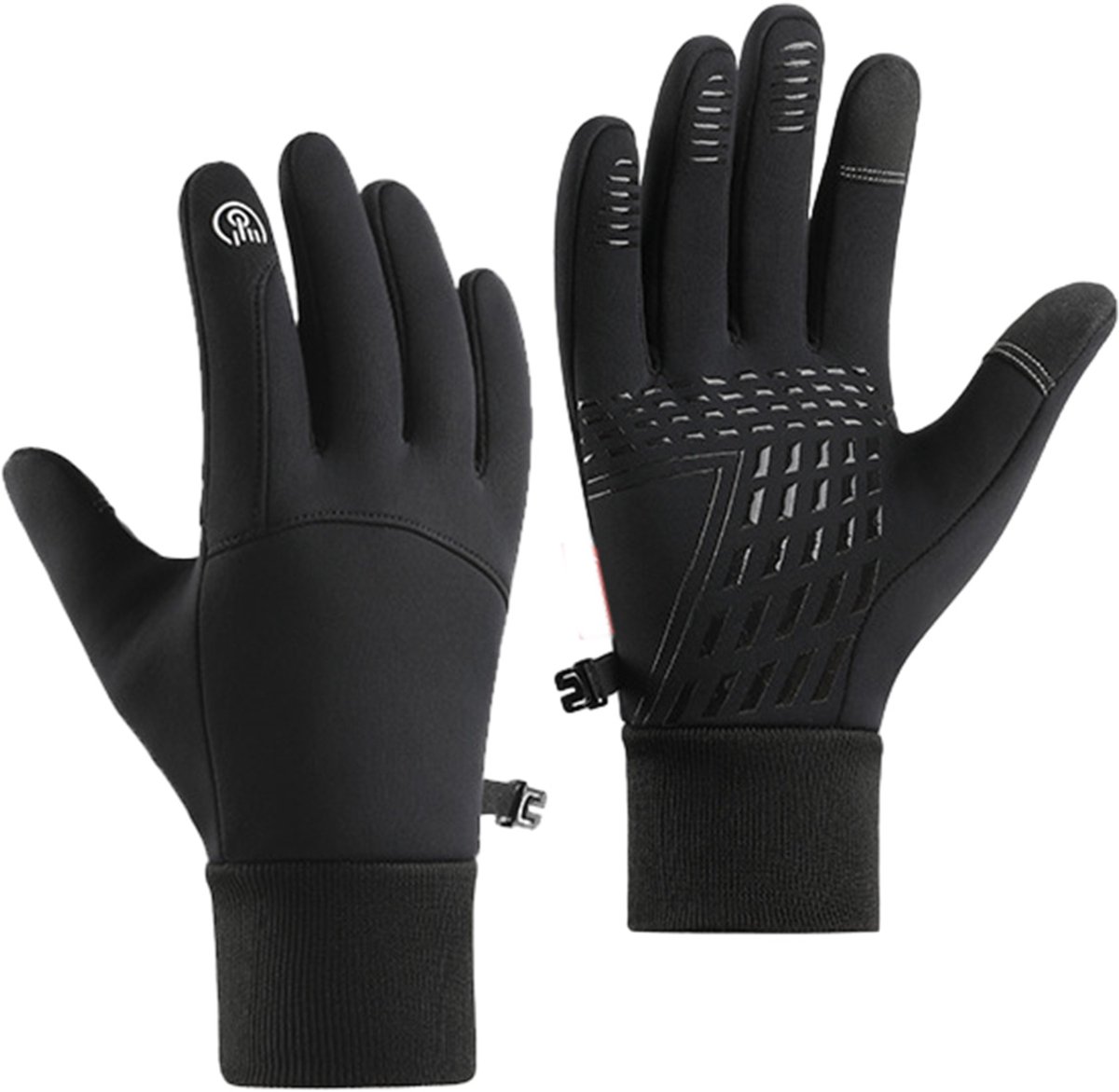 longziming -Winterhandschoenen Heren – Waterdicht & Winddicht – Gevoerd met Fleece – Touchscreen & Antislip Zwart