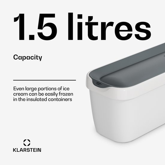 Klarstein IJsbakken Set - 2x 1,5 liter plastic bakken met deksels, vaatwasmachinebestendig, lichtgewicht, duurzaam, voor ijs-, slushie- en yoghurtmachines, stapelbaar op te bergen van Klarstein — afbeelding 4