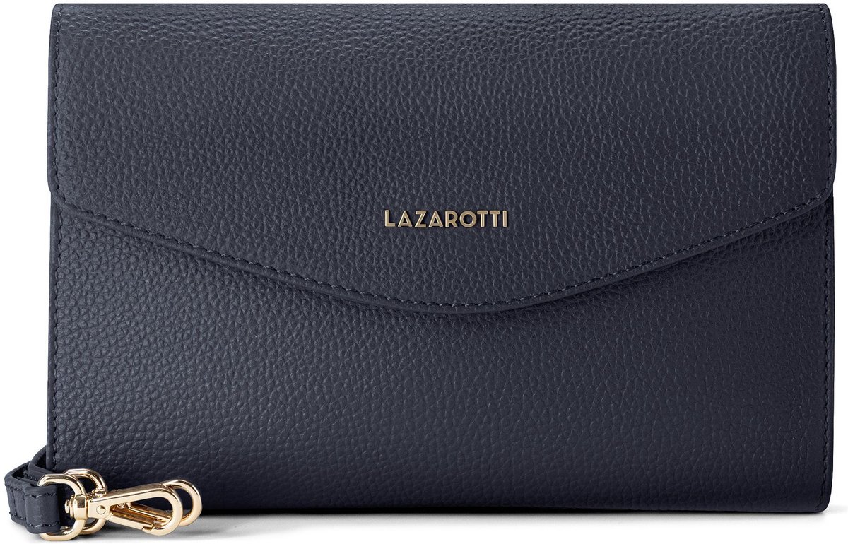 Lazarotti Leren clutch schoudertas Bologna Leather Clutch Navy donkerblauw