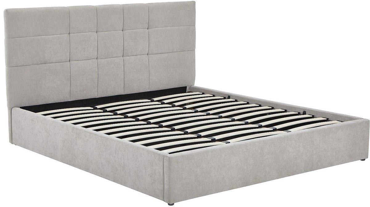 Vente-unique Bed met opbergruimte stof lichtgrijs 200 x 200 cm
