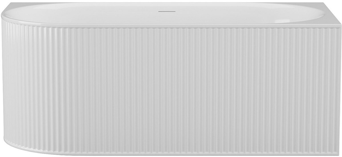 Vente-unique Hoekbad met ribbels - 240L - 170 x 80 x 60 cm - Mat wit - Acryl - Hoek rechts - BARBORI L 170 cm x H 60 cm x D 80 cm