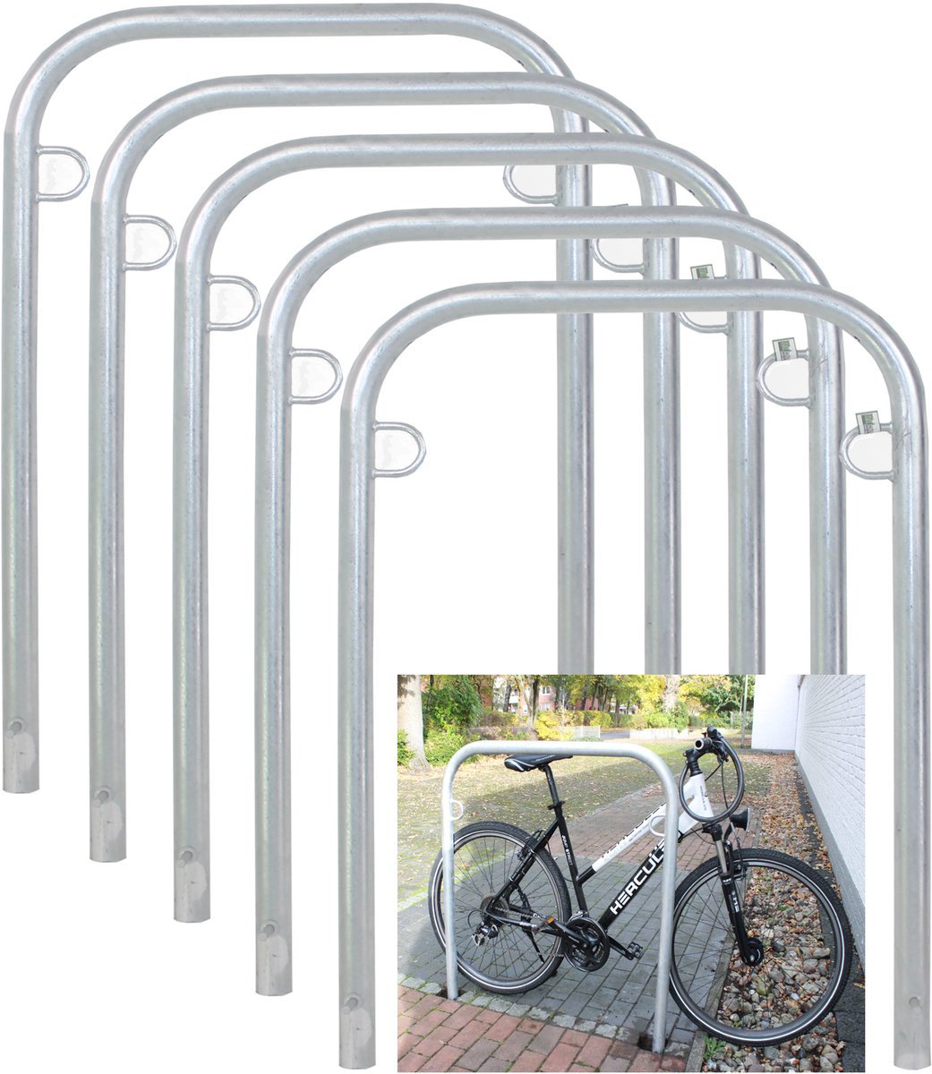 5 x Fietsenrek 114 x 78 cm thermisch verzinkt staal Ø 49mm Inbouw Fietsenrek Parker type U