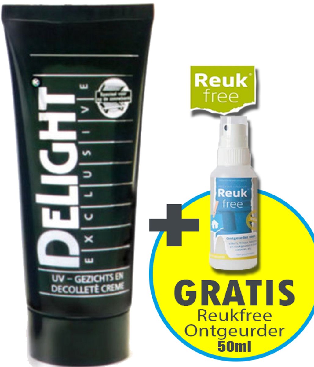 Delight Zonnebankcrèmes COMBI DEAL: Gezichts- & decolleté crème (100 ml) + Reukfree 50ml