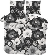 Luowei Beddengoed Bloemen 220 X 240 Cm Zwart Vintage - Dekbedovertrek Set Met 2 Kussenslopen