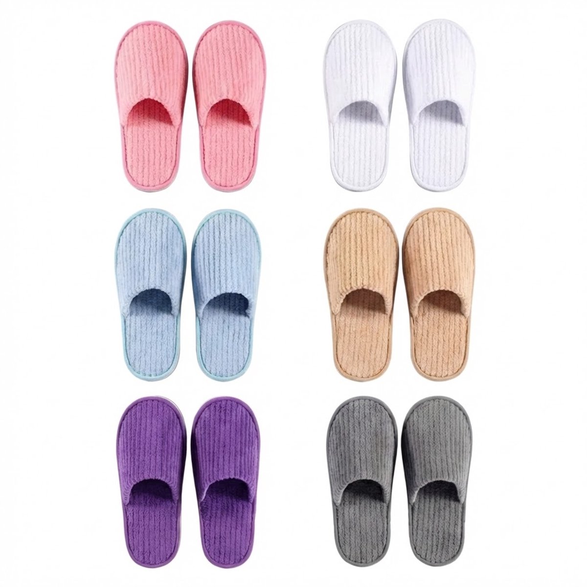 Somstyle Pantoffels - 6 Paar - Hotel Slippers - One Size - Badstof Slipper voor Dames & Heren - Multicolor