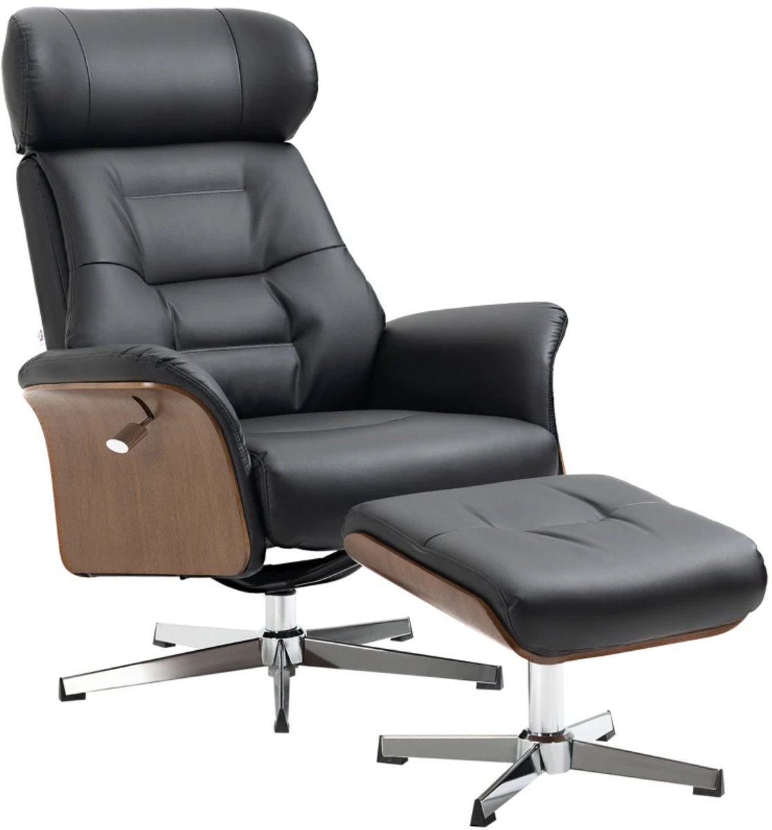 Relaxfauteuil met Voetenbank - 360° Draaibaar - Schommelfunctie -Kantelbaar tot 135° - Ver