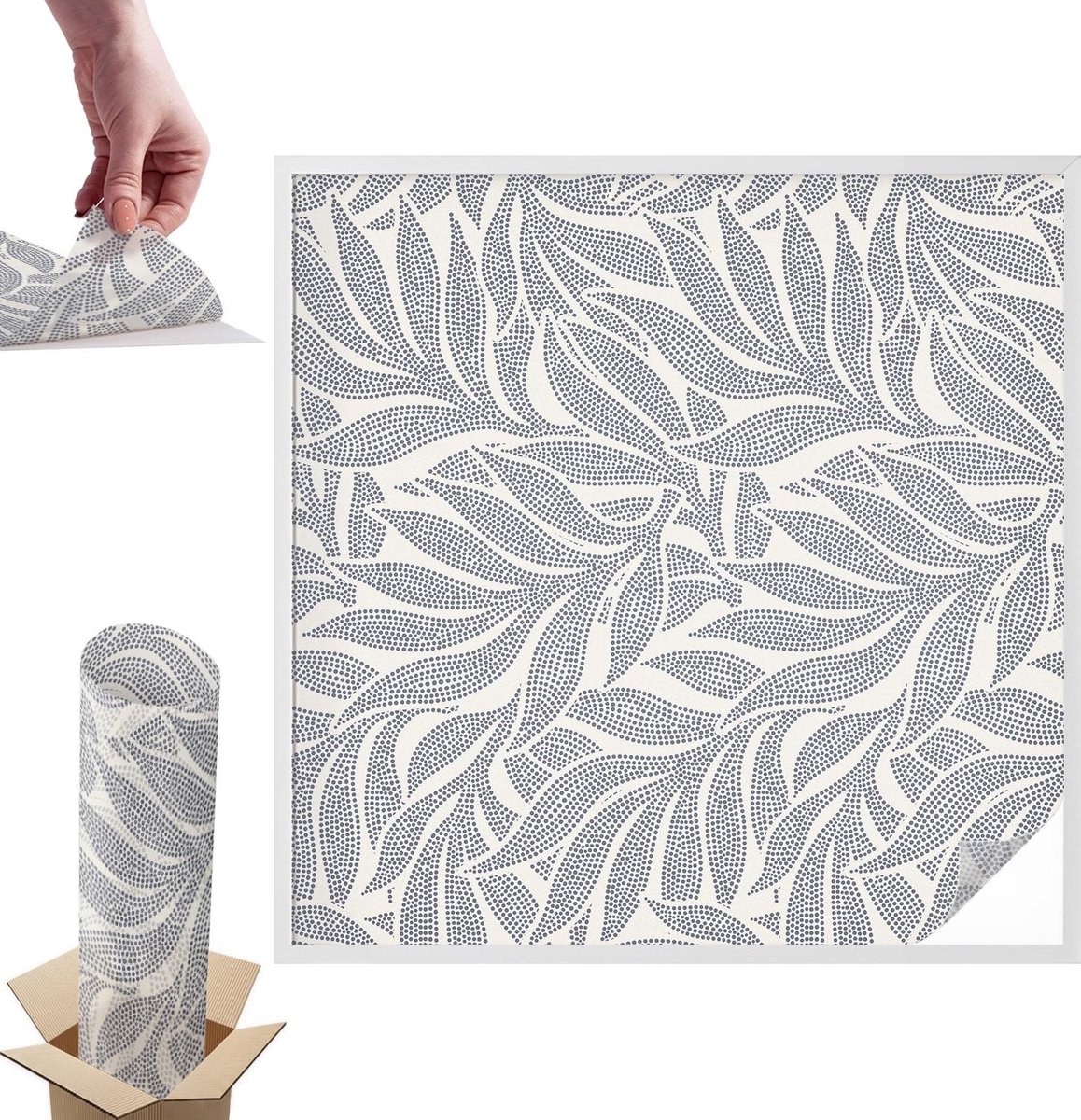 TULUP Raamfolie Anti inkijk - Bladdruppels Anti inkijk Raamfolie - 100x100 cm - Grijs Raamfolie Tegen inkijk - Zelfklevende Anti inkijk Folie Glas in Lood - Voor de woonkamer, slaapkamer en kantoor - Zonwerende Raamfolie Glas in Lood Grijs - Bladdruppels