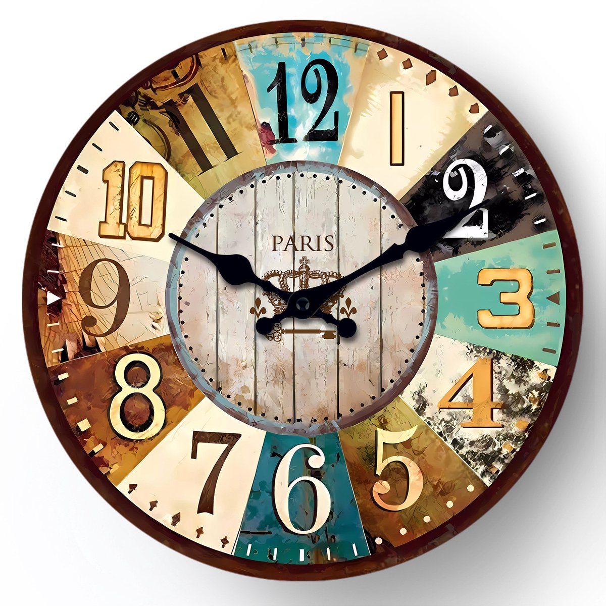 longziming -Wandklok – Stille Vintage Wandklok van Hout 12 Inch – Geruisloos Quartz Uurwerk, Landelijke Stijl – Batterijgevoed