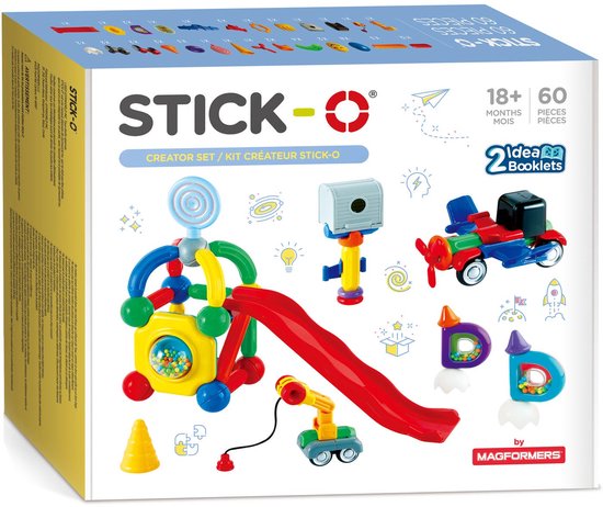 Stick-O Creator Set - magnetisch speelgoed - 60 stuks - magneten speelgoed - baby blokken