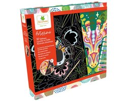 Sycomore XL knutselset scratch art en zand dierenportretten 5 jaar+.