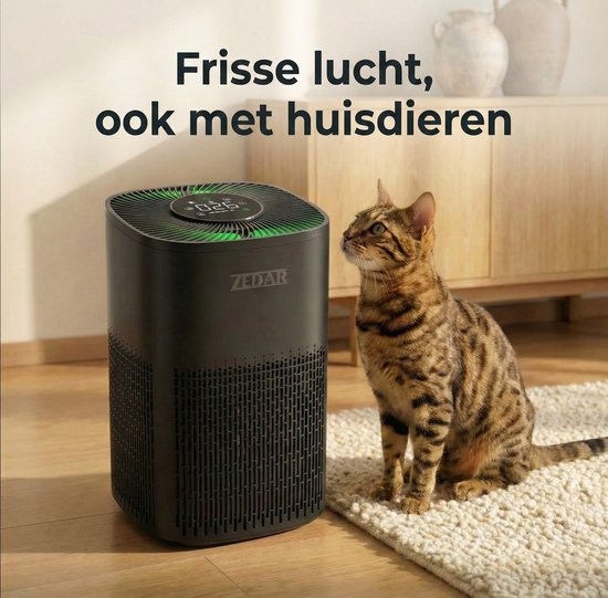 Luchtreiniger / Air Purifier met APP en HEPA 13 filter + koolstoffilter - Werkt tegen huisstofmijt, hooikoorts, allergie, stof, - 210 m³/u - Zedar L600