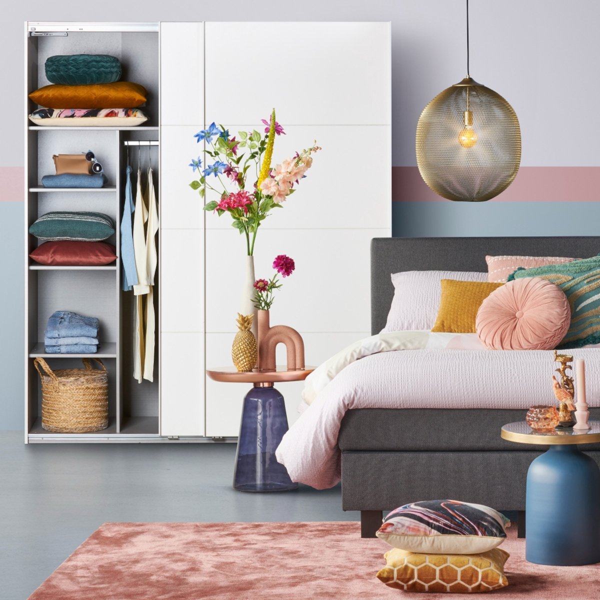 Kledingkast Rocco - Spaanplaat - Wit - 180x210x65 cm (BxHxD) - Schuifdeuren