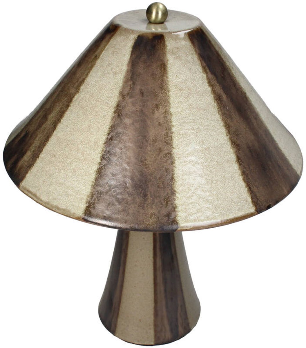 Tafellamp met strepen Bruin Keramiek 29x29x35cm