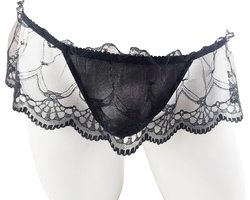 BamBella ® - Slip- maat Onesize S M L - zwart Sexy erotische heren onderbroek mannen kant stof