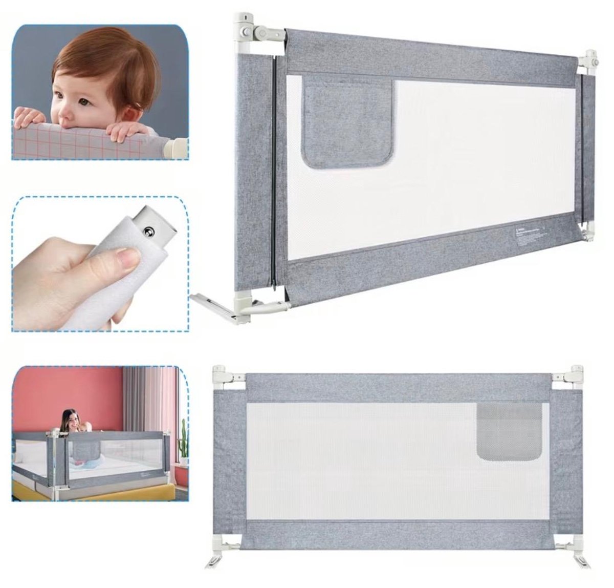 Anti-Val Baby Bedje -Beveiliging Bed - Beschermend Bedhek - Extra Lang 200 cm - Bedhek Babybed - Valbeveiliging - Valveilig Bedhek - Kinder Bed Beveiliging