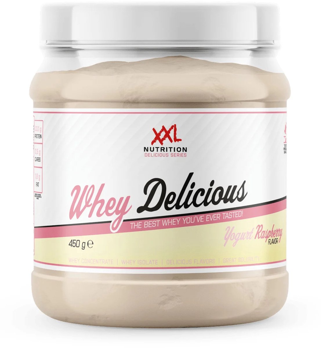 Bol.com XXL Nutrition - Whey Delicious - 80% Eiwit - Yoghurt Raspberry - Wei Eiwitpoeder met BCAA & Glutamine, Proteine Poeder, ... aanbieding