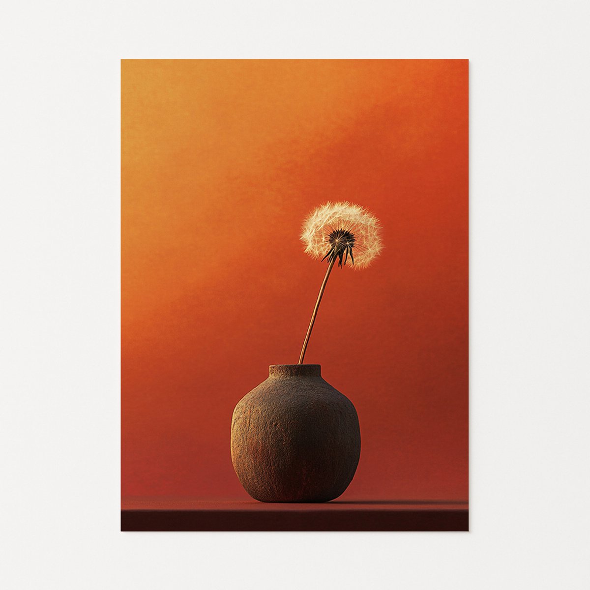 Paardenbloem muurdecoratie - Moderne poster - Warm minimalisme - 40x60 cm