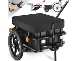 tectake® 2-in-1 Fietskar - Bagagekar en Duwwagen - Fietsaanhanger - Aanhangwagen voor Fiets, Mountainbikes en eBike - Transportwagen met Trekhaak - Met Koppeling, Zeildoek en Luchtbanden - Belastbaar tot 50kg