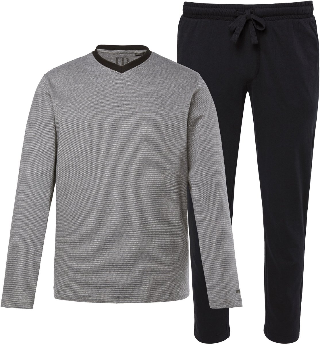 JP 1880 - Heren - Pyjama loungewear twee-delige set contrastdetails - Zwart - Maat 6XL