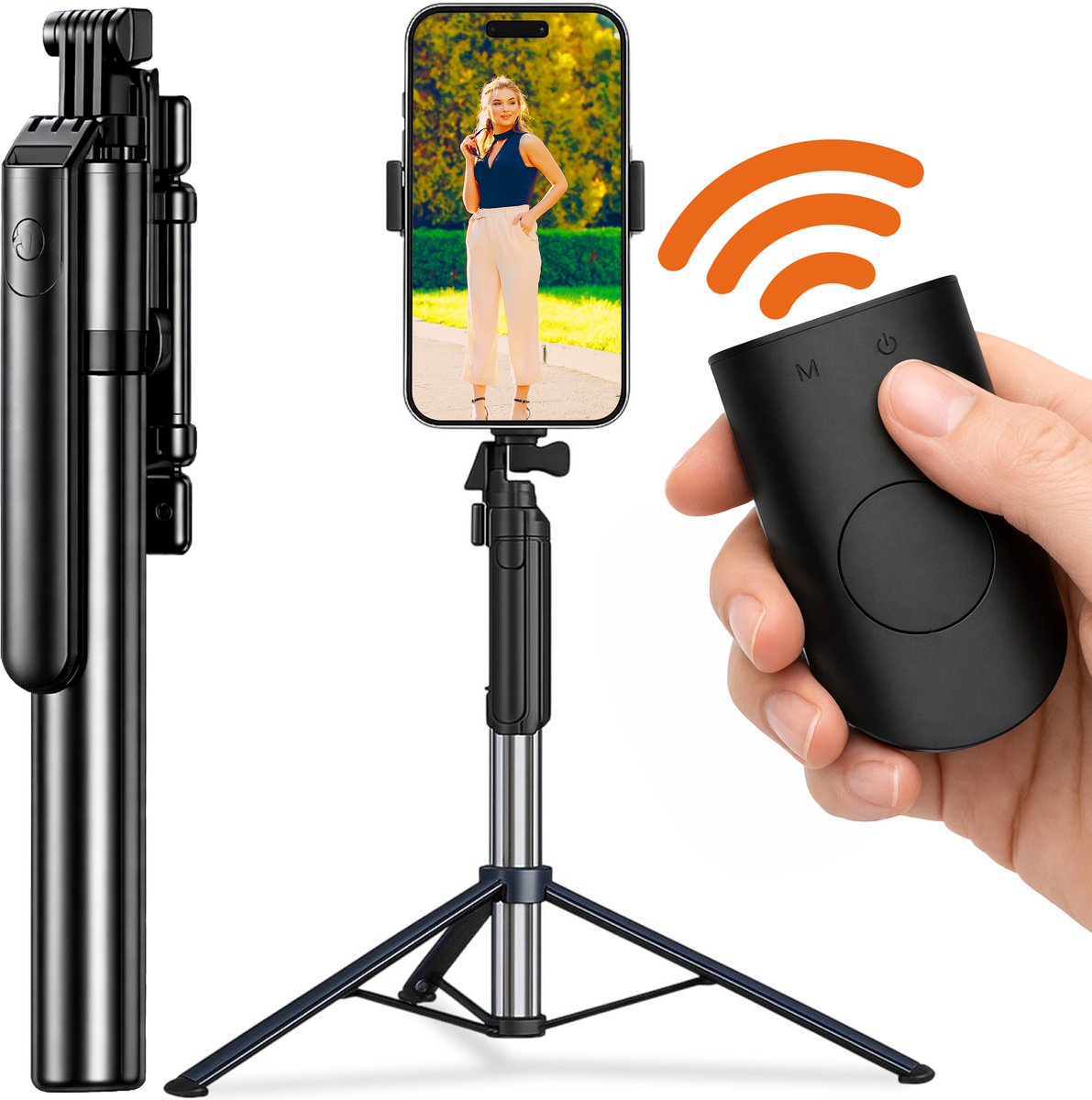 Selfiestick voor elke telefoon - 3 in 1 - incl. afstandbediening - Tripod - Phonestick - Telefoon Statief - Bluetooth - Standaard - GSM - Camera - Smartphone - Luft
